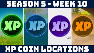 ALL WEEK 10 XP COIN LOCATIONS! Gold, Purple, Blue & Green Coins [Fortnite Season 5]