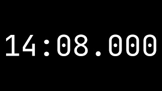 Countdown timer 14 minutes, 8 seconds [14:08.000] - White on black with milliseconds