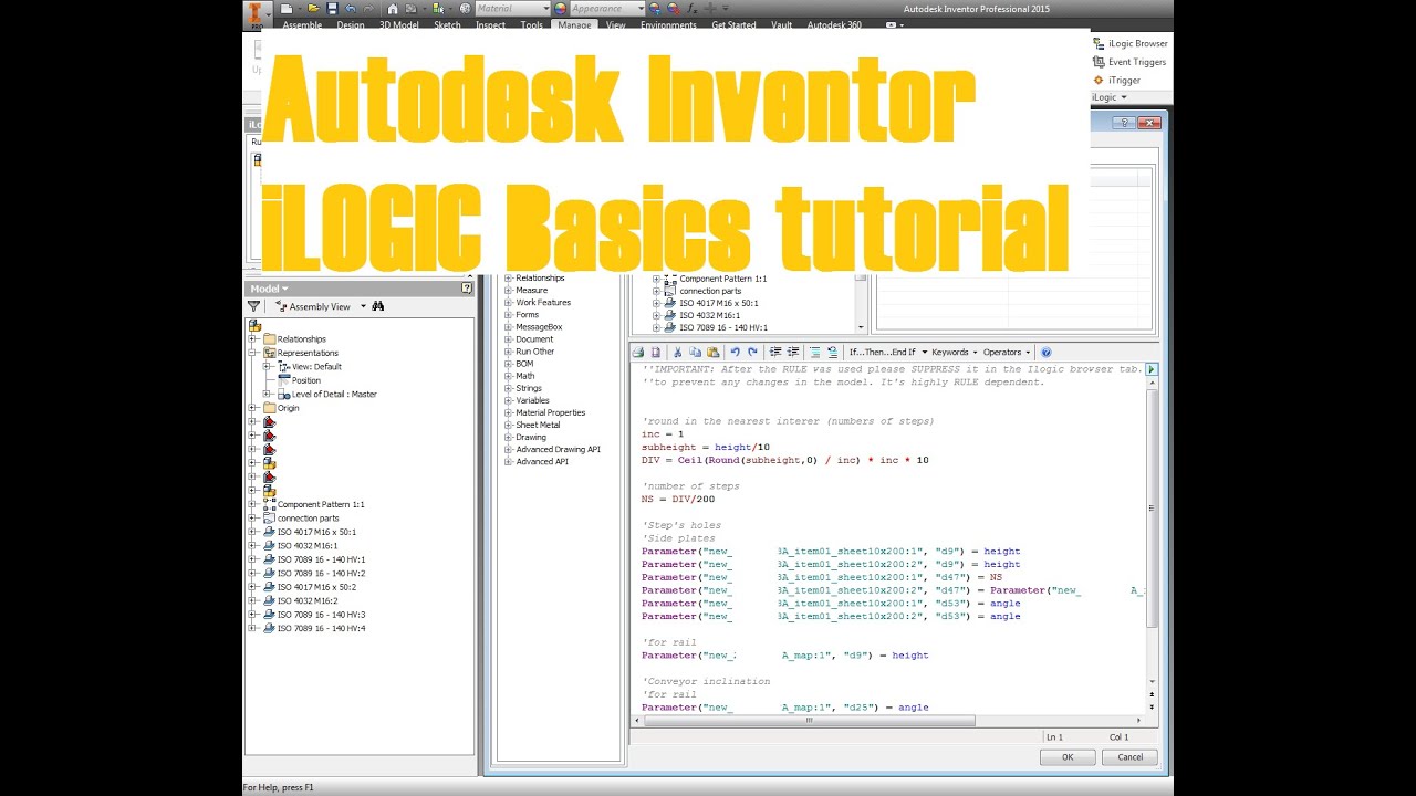 Autodesk Inventor - ILogic Basics - Rules And Forms - YouTube