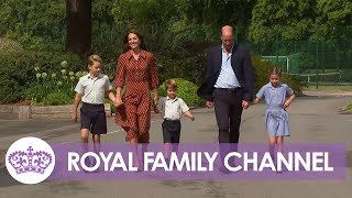 George, Charlotte and Louis Arrive for First Day at New School