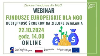 Webinar o dostępności środków z Funduszy Europejskich dla NGO