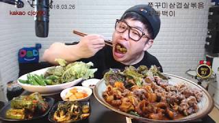 먹방 창배tv 쭈꾸미삼겹살 차돌박이 구이 미세먼지는 고기로Mukbang eating show