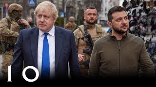 Prime Minister Boris Johnson and President Zelenskyy walk around Kyiv