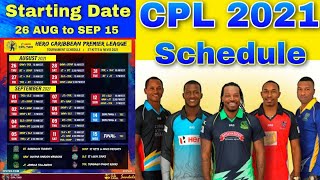 CPL 2021 - 1st Match & Schedule Preview | Starting Date | Carribean Premier League | CPL | IPL 2021