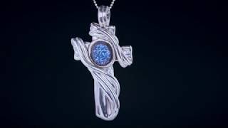 Blue Druzy Cross - Orit Schatzman Store