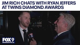 FOX 9's Jim Rich talks with catcher Ryan Jeffers at Twins Diamond Awards