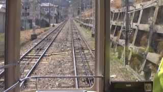 近鉄電車 前面展望 生駒ケーブル 白樺号 鳥居前駅-宝山寺駅 車窓 運転席 japan train viewing