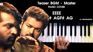 Master - Mass Teaser BGM Piano Cover with NOTES | AJ Shangarjan | AJS