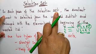 Selection Sort example | Straight | DS | Data Structures | Lec-53 | Bhanu Priya