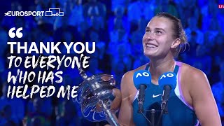 “The Marvel from Minsk” | Emotional Sabalenka Crowned Australian Open Champion | Eurosport Tennis