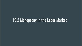 19.2 MONOPSONY AND THE LABOR MARKET | Simple economic lessons