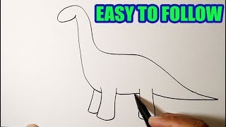How to draw a brontosaurus dinosaur | EASY WAY of Dinosaur Drawing