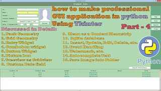 python tkinter tutorial | part - 4 | how to make professional GUI application in python tkinter