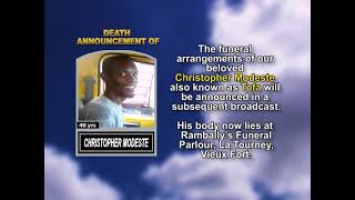 Christopher Modeste ~ Short Obituary