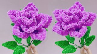 DIY Violet Rose Flower with Pipe Cleaner - Pipe Cleaner Flower Craft Tutorial - DIY Chenille Wires