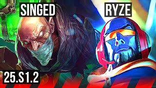 SINGED vs RYZE (TOP) | Rank 6 Singed | KR Grandmaster | 25.S1.2