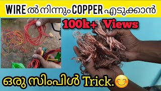 Wire ൽ നിന്നും Copper എങ്ങനെ എടുക്കാം.||How to separate copper from wire