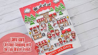 🛍️ HOLIDAY CARD SERIES w/ Lawn Fawn || Christmas Shopping with the Tiny Winter Friends