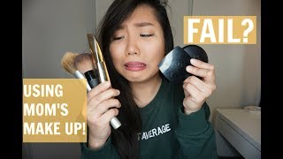 FULL FACE USING ONLY MOM'S MAKEUP CHALLENGE (Philipines) | Nikka Peralta