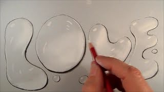 How to Draw LOVE - Drawing 3D Letters - Water Drops Letters - VamosART