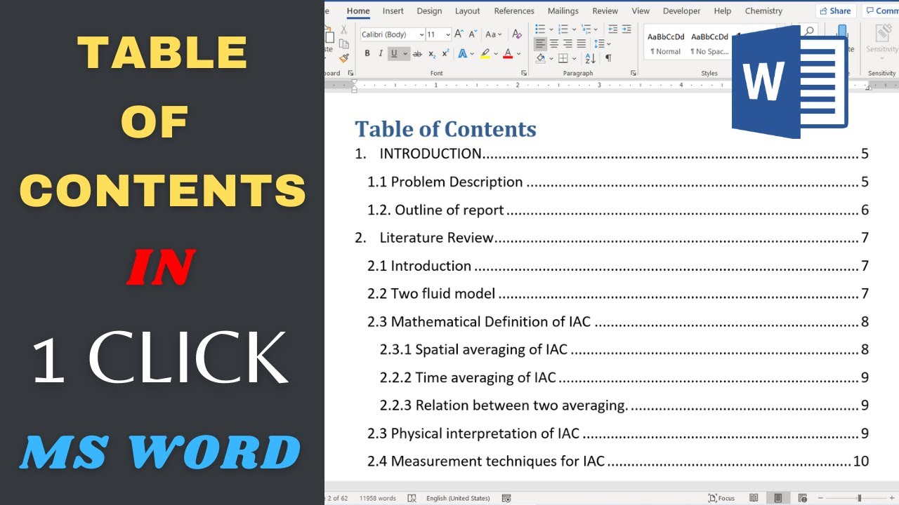 How To Create Table Of Content In Word With Just 1 Click | Create ...