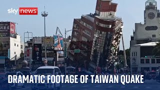 Taiwan earthquake: Swaying swimming pools and wonky buildings captured on video