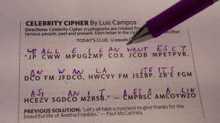 Instructional Cryptogram Solution: Oct. 2, 2018