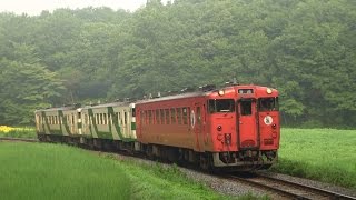 キハ40 1000番台の2連と3連。（烏山線、珍しく汽笛あり）