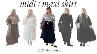 how to style skirts (midi + maxi skirt outfit ideas)