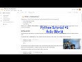 Python Tutorial: #1 - Hello World