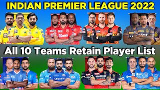 IPL 2022 | All Teams Retain Player List | All Team Confirm Retain Players