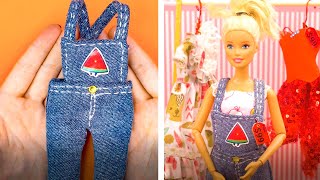 Have You Tried Making Cute Mini Jeans For Barbie | MINIATURE IDEAS FOR DOLLHOUSE | #Shorts