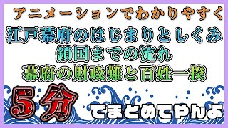 【中学社会 歴史 #5分でまとめ】江戸幕府のはじまりとしくみ・鎖国・財政難を5分で