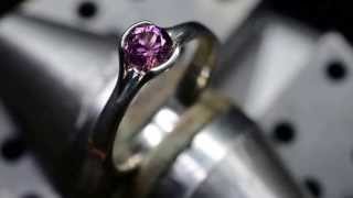 Round Fair Trade Grape Color Sapphire Fold Engagement Ring