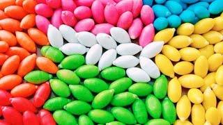 Satisfying ASMR l Magic  Rainbow Kinetic Sand M&M's & Skittles Candy Mixing Cutting  #15