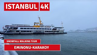 Today 20 March Istanbul Snowfall 2022 Eminonu-Karakoy Walking Tour|4k UHD 60fps