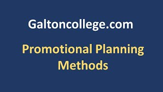 Promotional Planning Methods