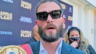 CALEB PLANT TALKS GETTING PUNCHED BY TRIGGED CANELO IN NEAR BRAWL AT FACE OFF "ITS JUST A SCRATCH"