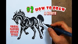 How to Draw a Horse - Tribal Tattoo Design Style Amazing #2