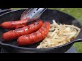 How to cook Hot Links in cast iron skillet outdoors