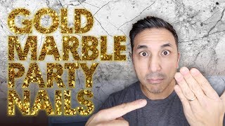 GOLD MARBLE PARTY NAILS (ACRYLIC/GEL NAILS) - VLOG 83