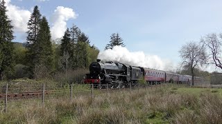 The Jacobite Steam Train hauled by Black Five No. 44871 \u0026 partial assistance due to fire risk