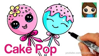 How to Draw Cake Pop Easy - Cute Cartoon Food