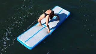 TRYING AIRTRACK GYMNASTICS ON A LAKE!