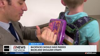 Backpacks worn improperly can cause shoulder and back pain