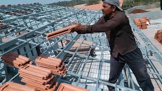 Mangalore Clay Roof Tiles Fitting Work On G.I Framing Work.