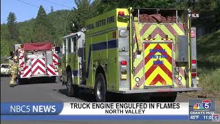 Pickup truck's engine compartment catches fire, occupants safe