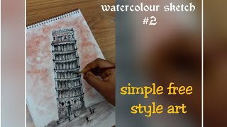 city series #2 || Pisa tower || watercolour exercise || AG's art