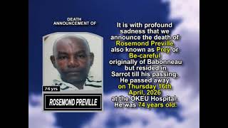 Rosemond Preville ~ Short Obituary