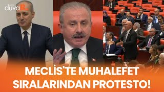 Meclis'te protesto! AK Partili Kurtulmuş konuşmasına devam edemedi... Meclis başkanı ara verdi